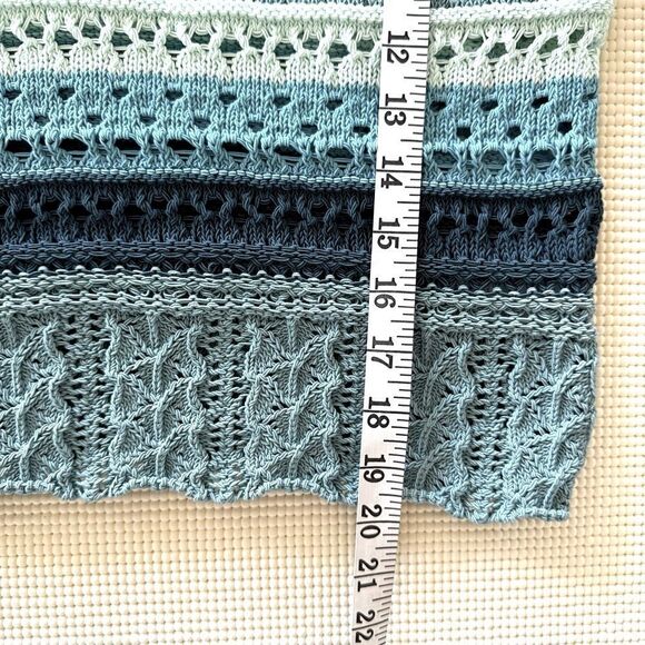 Jonathan Simkhai Roxana  Macrame Blue Striped Crop Crochet Sweater Top V-neck S - Picture 11 of 14